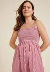 Floral Smocked Poplin Midi Dress, C9709, small