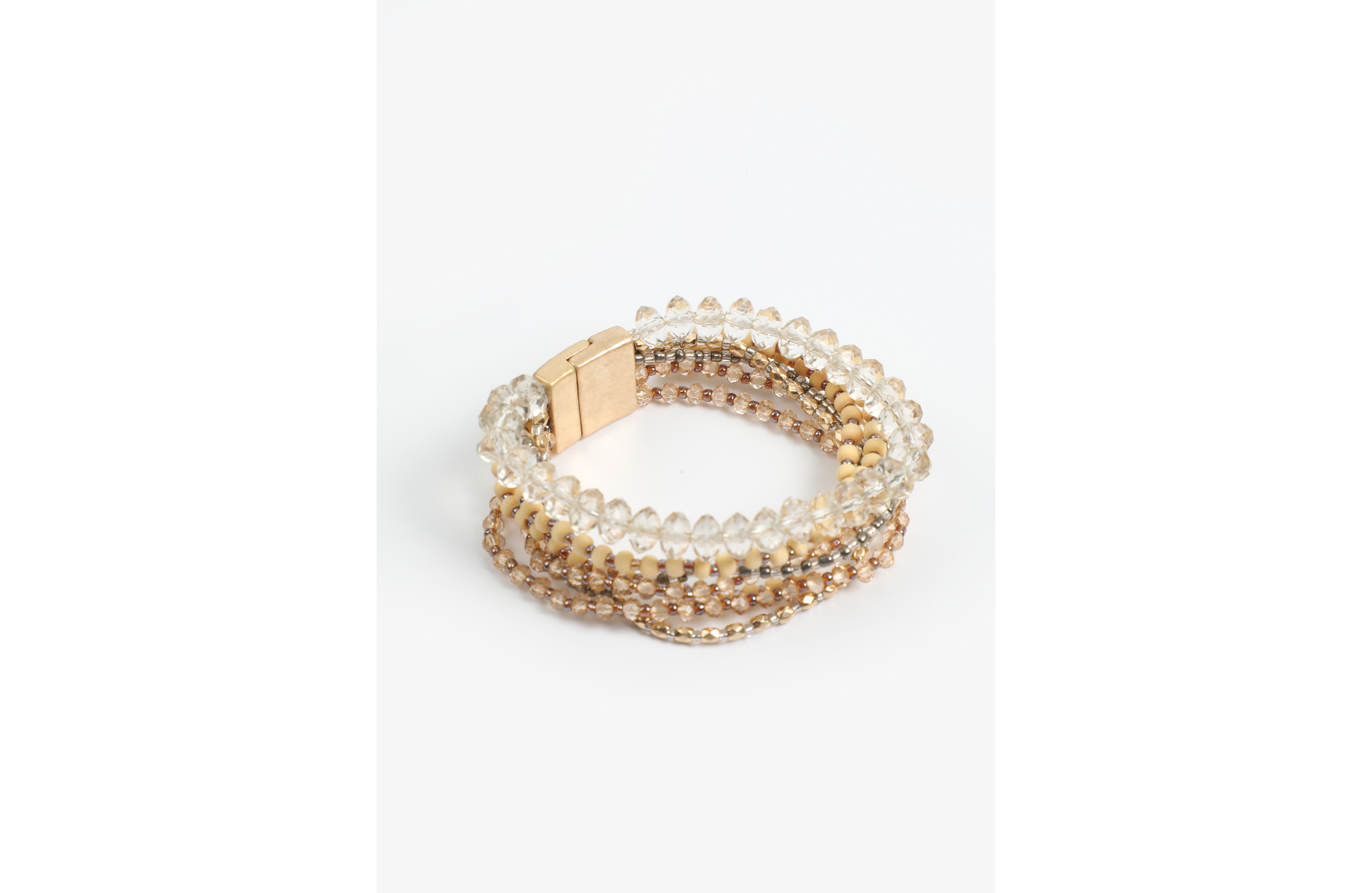 Neutral Beaded Multi Row Magnetic Bracelet