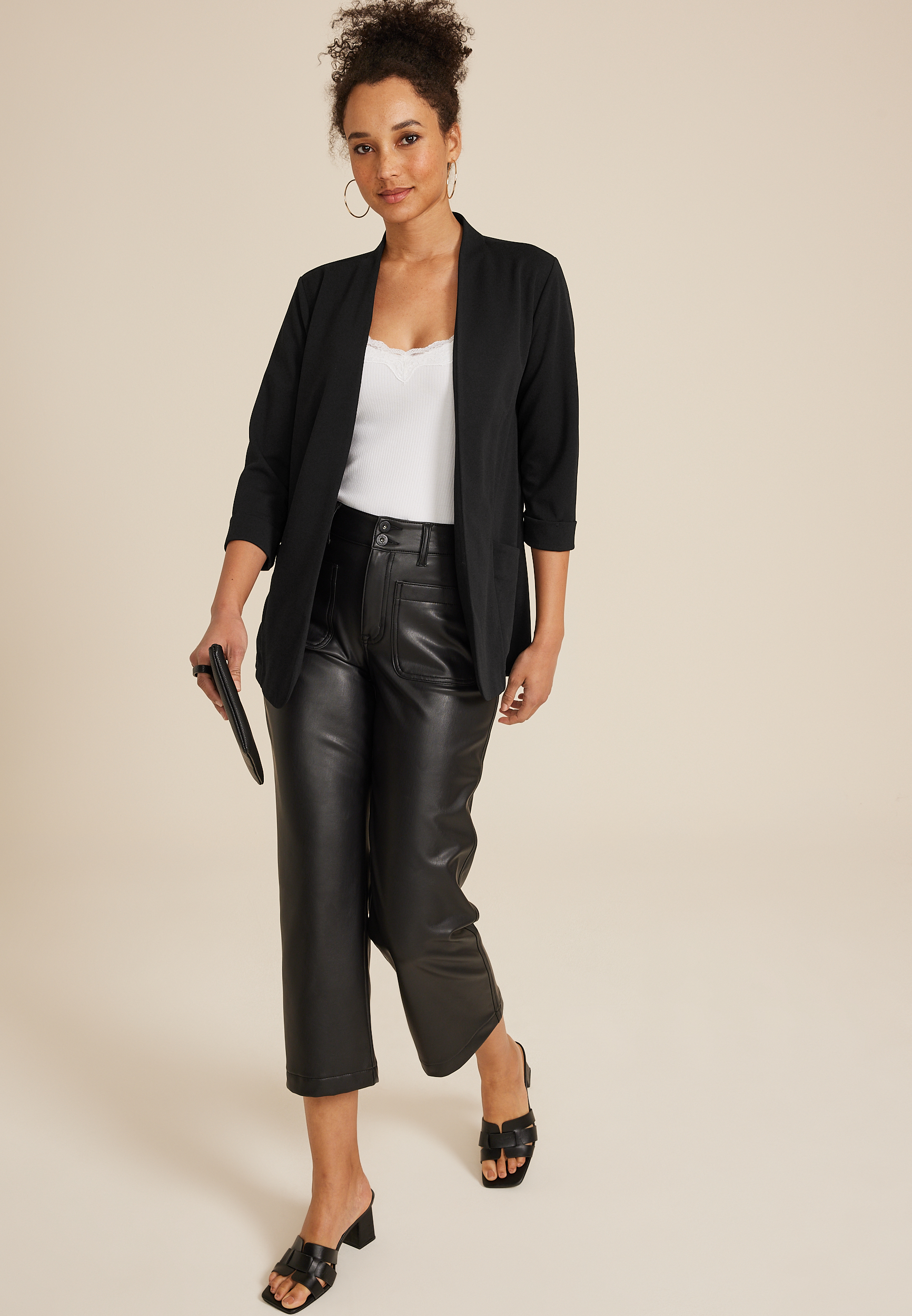 Ever Go Curve Hem Blazer, , large