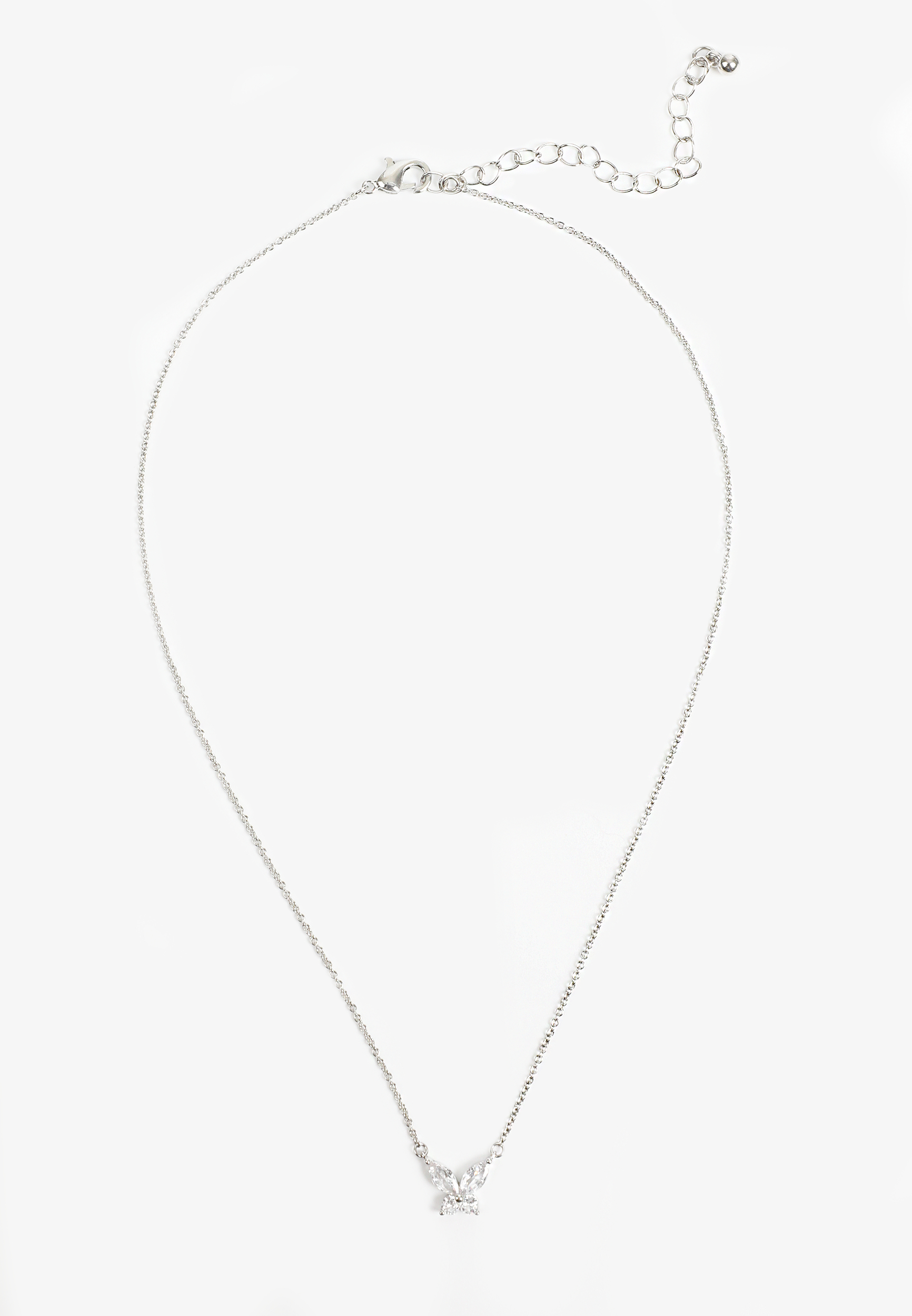 Dainty Butterfly Pendant Necklace, SILVER, large