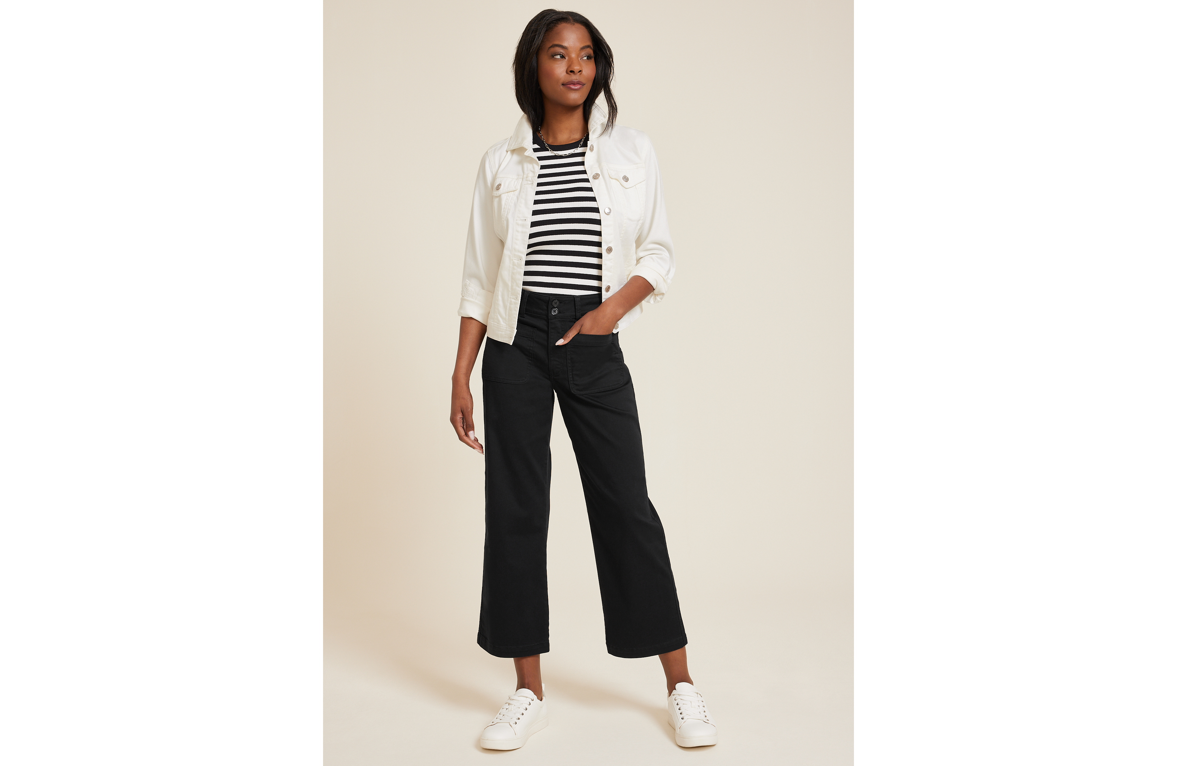Sateen High Rise Wide Leg Pant