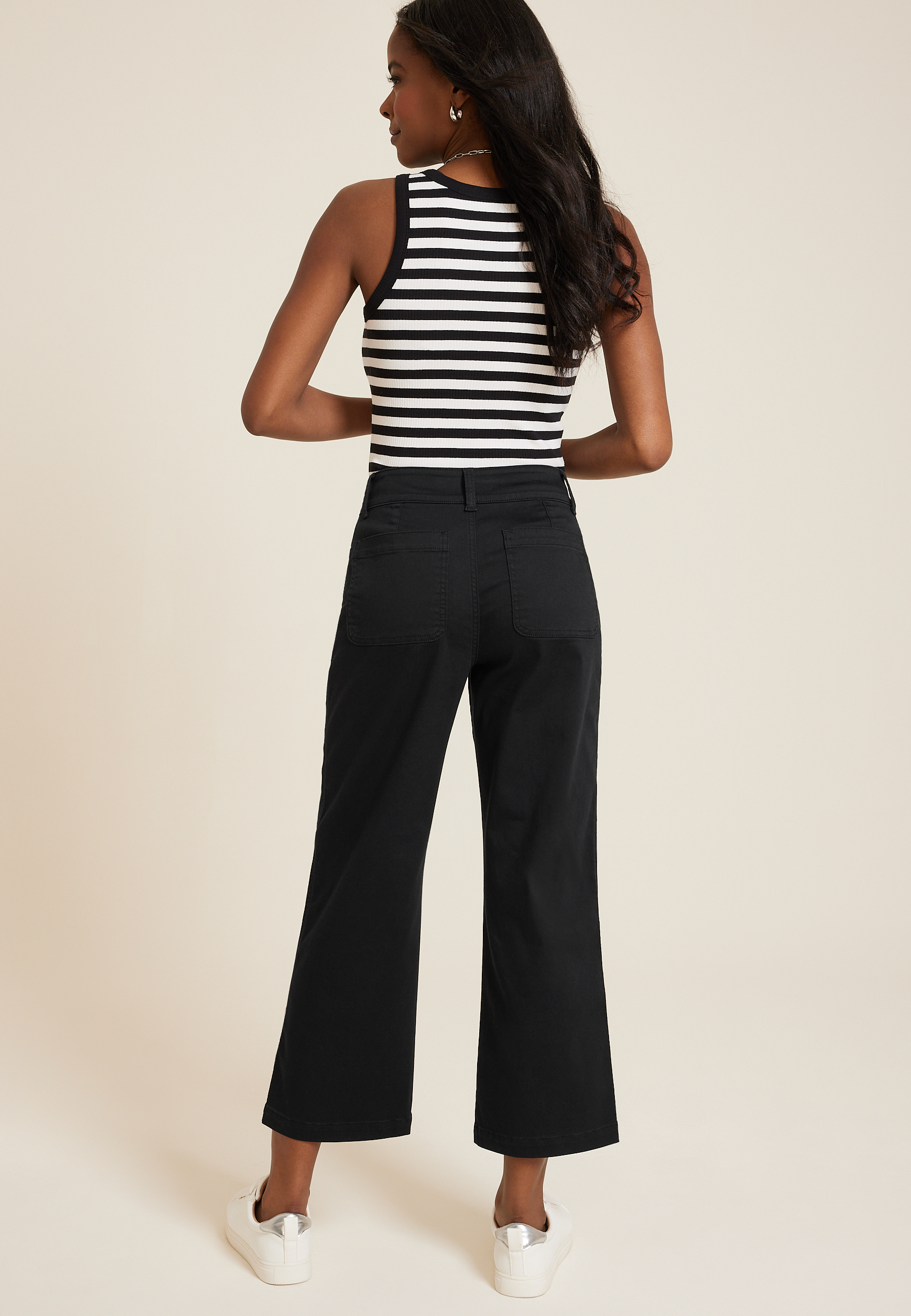 Sateen High Rise Wide Leg Pant, C106, large