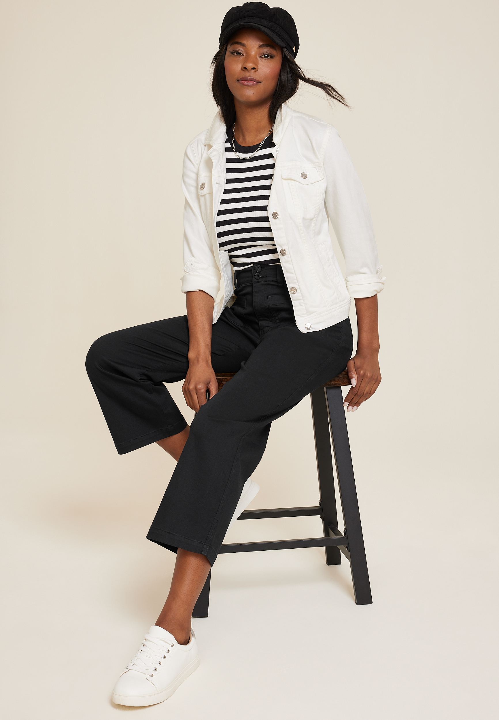 Sateen High Rise Wide Leg Pant, C106, large