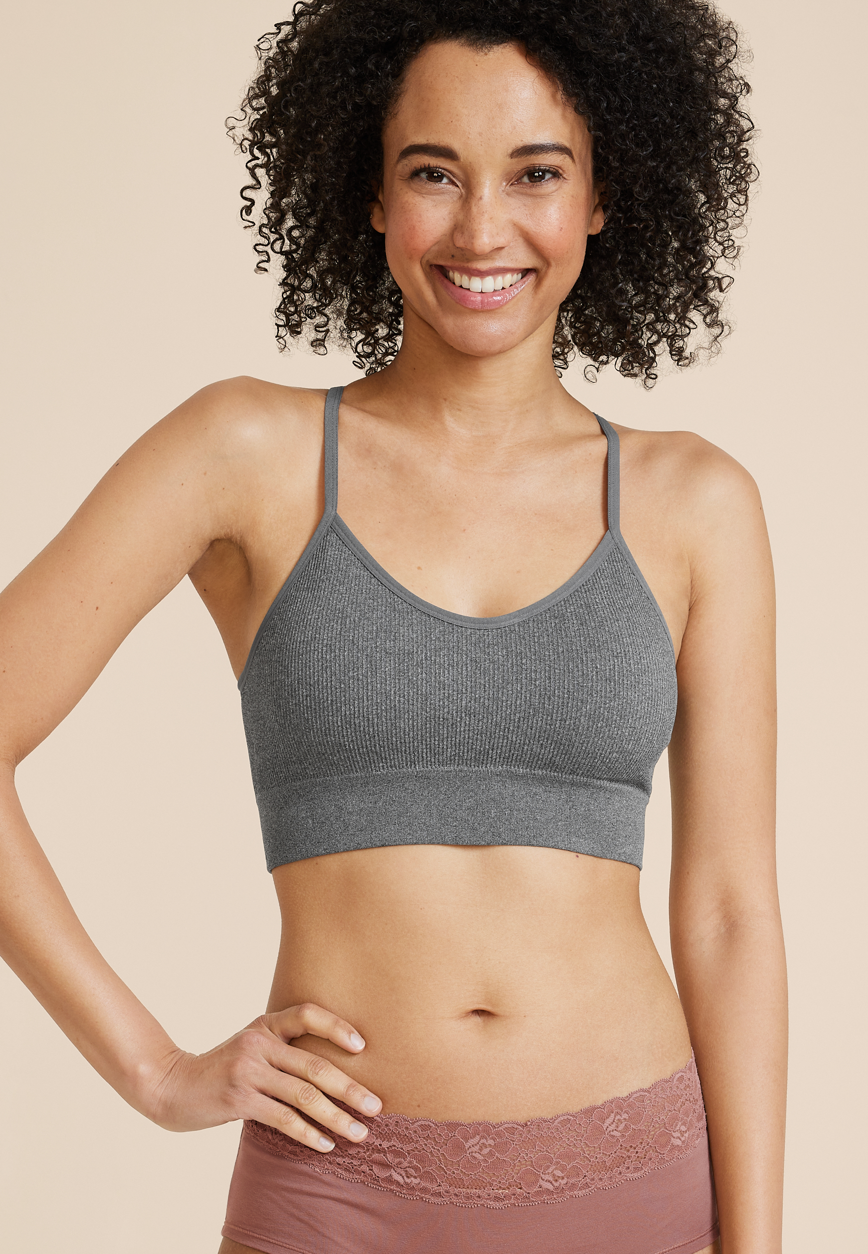 True Stretch Seamless Simple Strap Bralette, , large