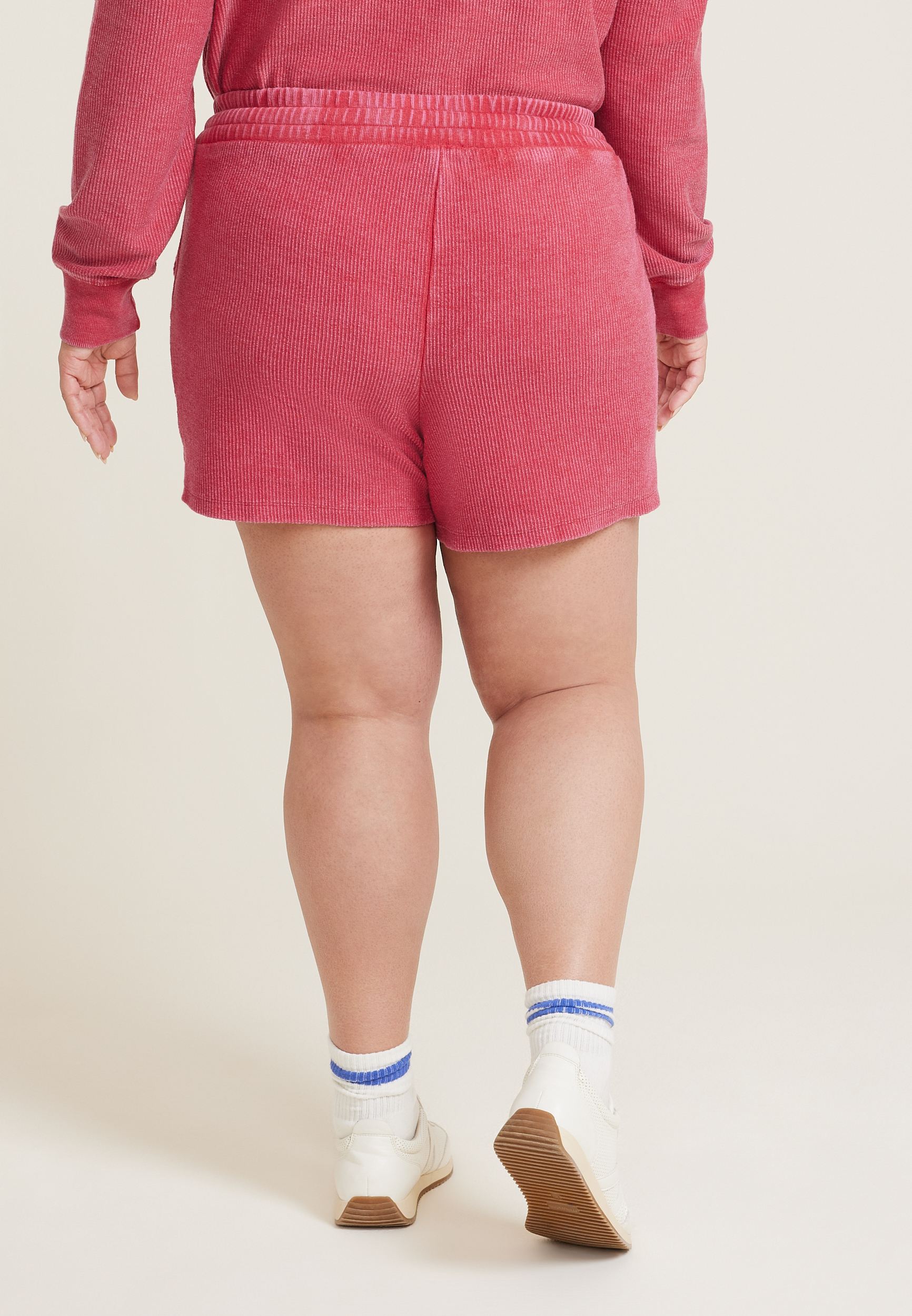 Plus Size High Rise Ribbed Terry 4.5in Short, C485, large