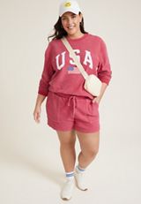 Plus Size High Rise Ribbed Terry 4.5in Short, C485, small