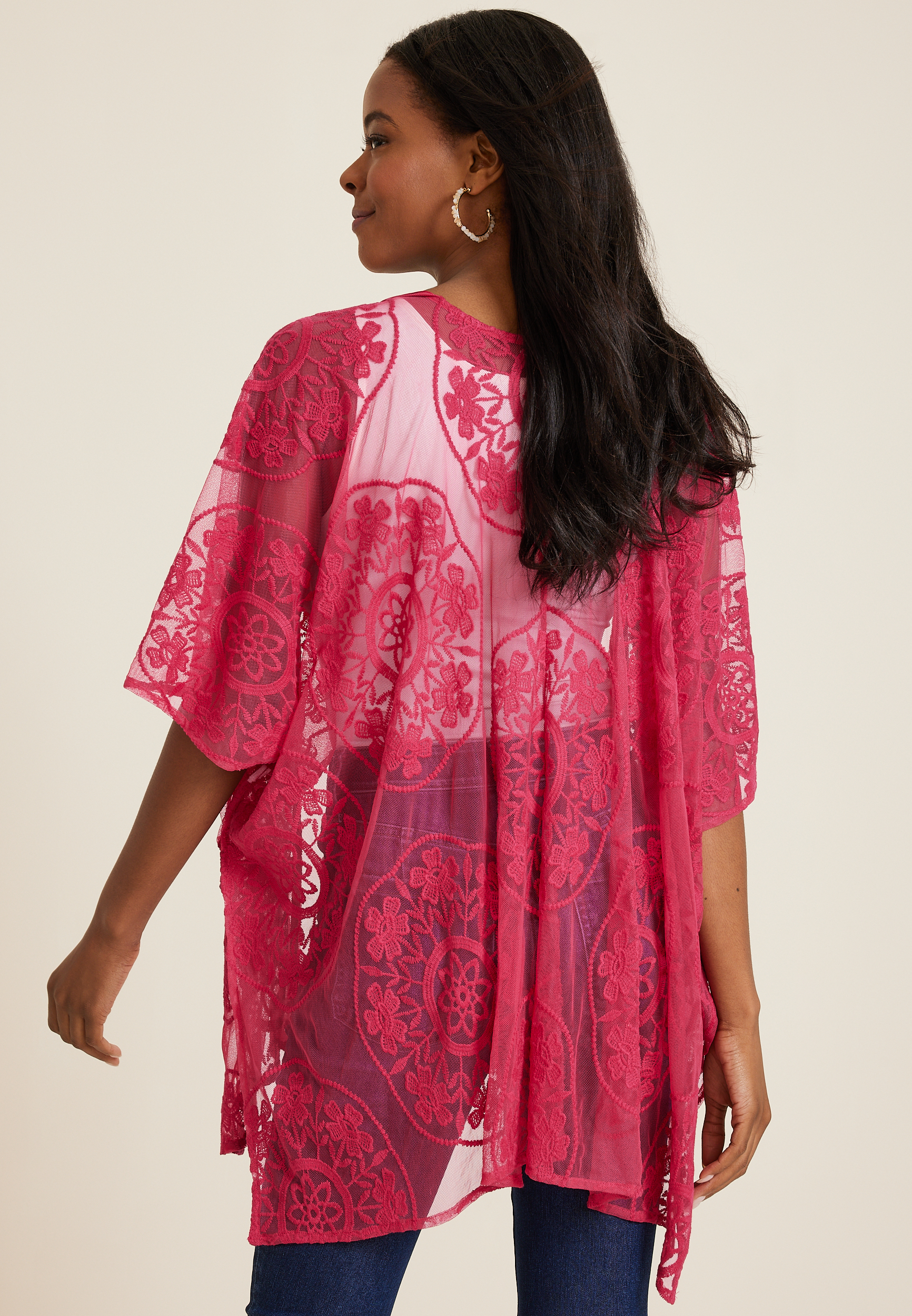 Mesh Embroidered Kimono