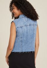 Raw Hem Denim Vest, MEDIUM SANDBLAST, small