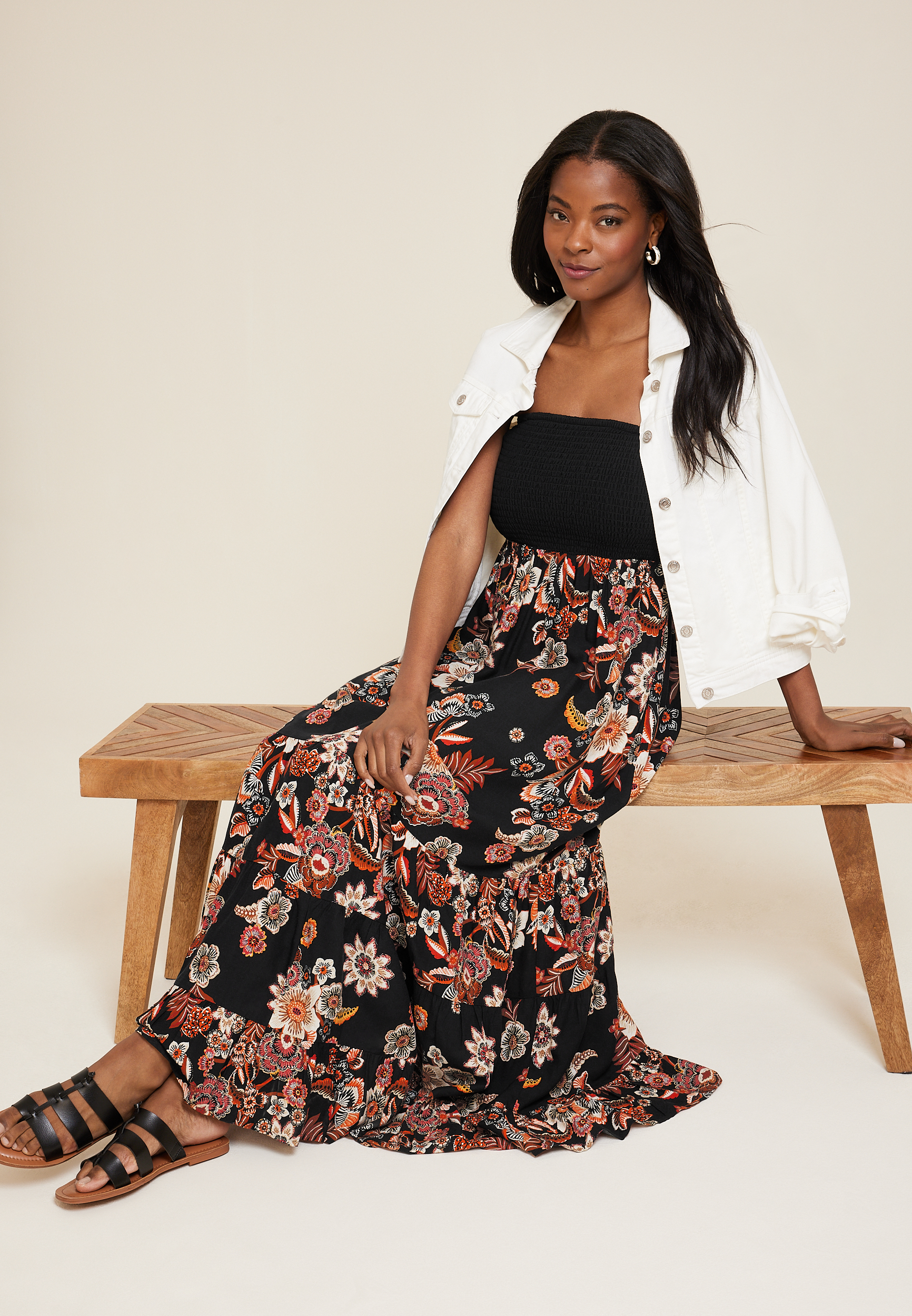 Floral Strapless Maxi Dress, C1943, large