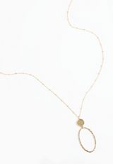 Gold Oval Pendant Necklace, GOLD, small