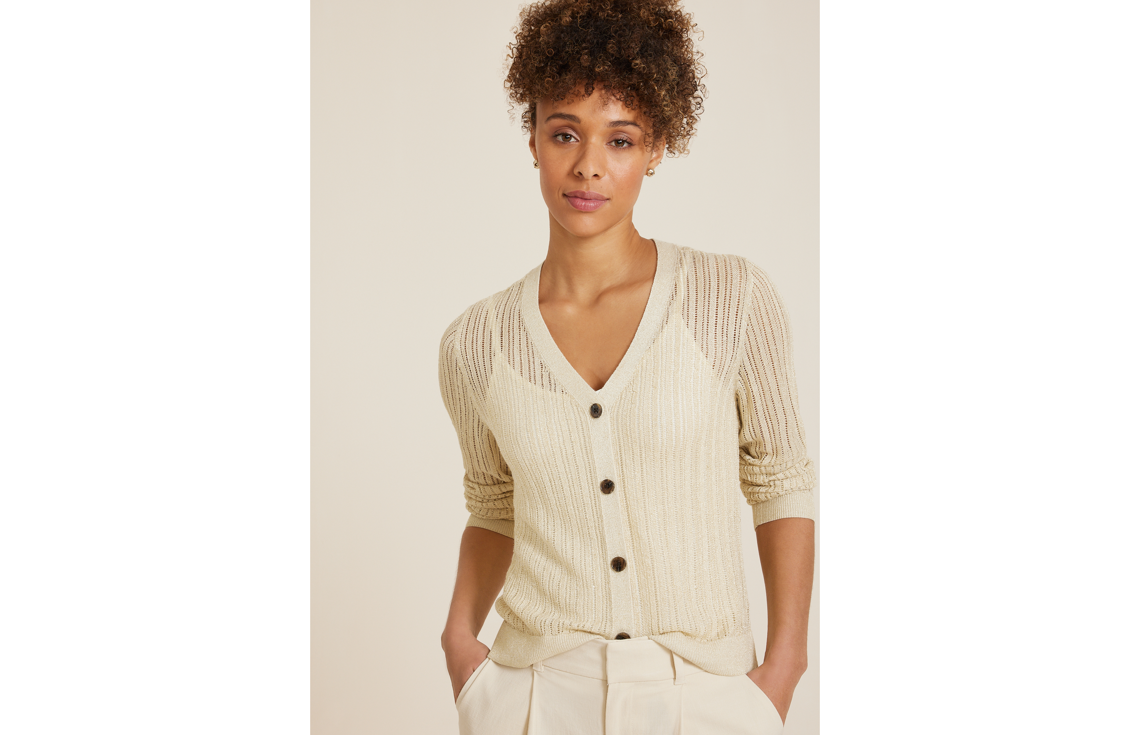 Metallic Button Up Cardigan