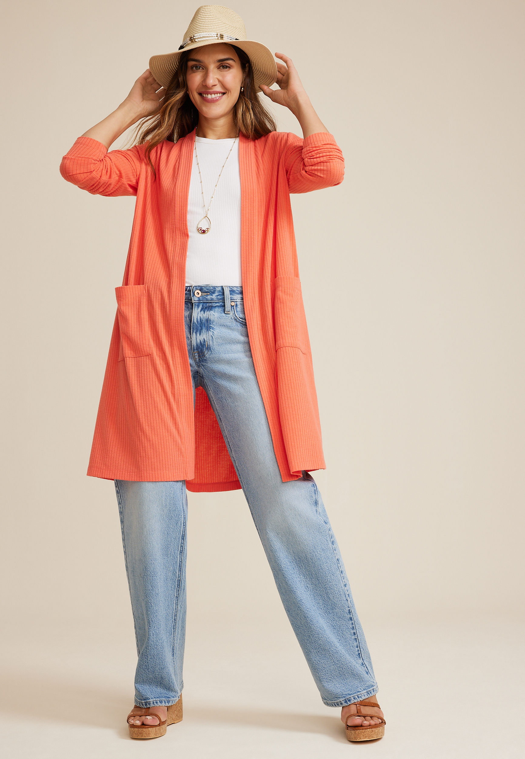 Pointelle Duster Cardigan