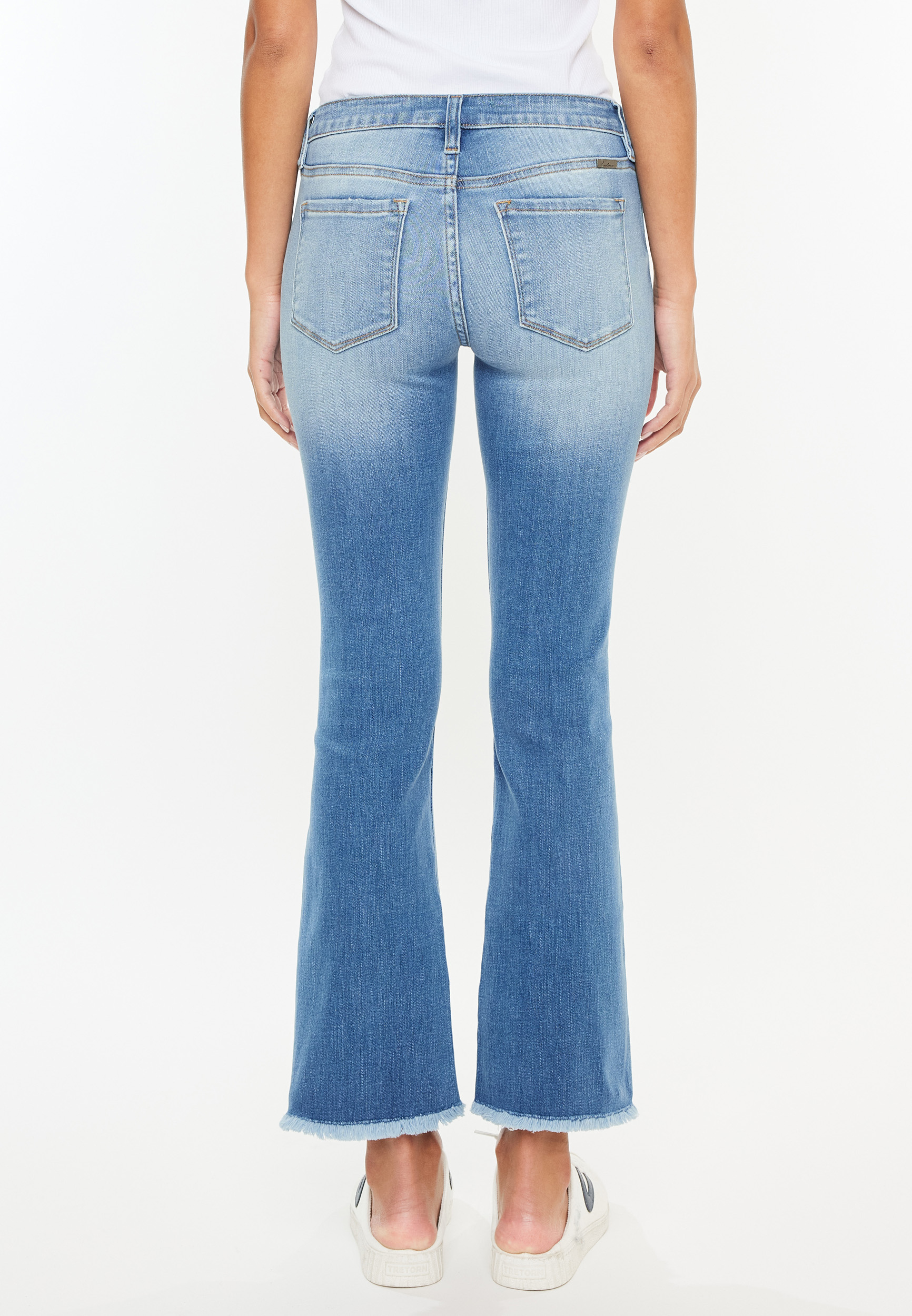 KanCan&trade; Mid Rise Frayed Hem Ankle Crop Flare Jean, C3337, large