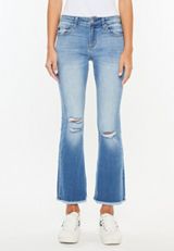 KanCan&trade; Mid Rise Frayed Hem Ankle Crop Flare Jean, C3337, small
