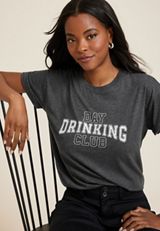 Day Drinking Club Relaxed Fit Graphic Tee, BLACK, small