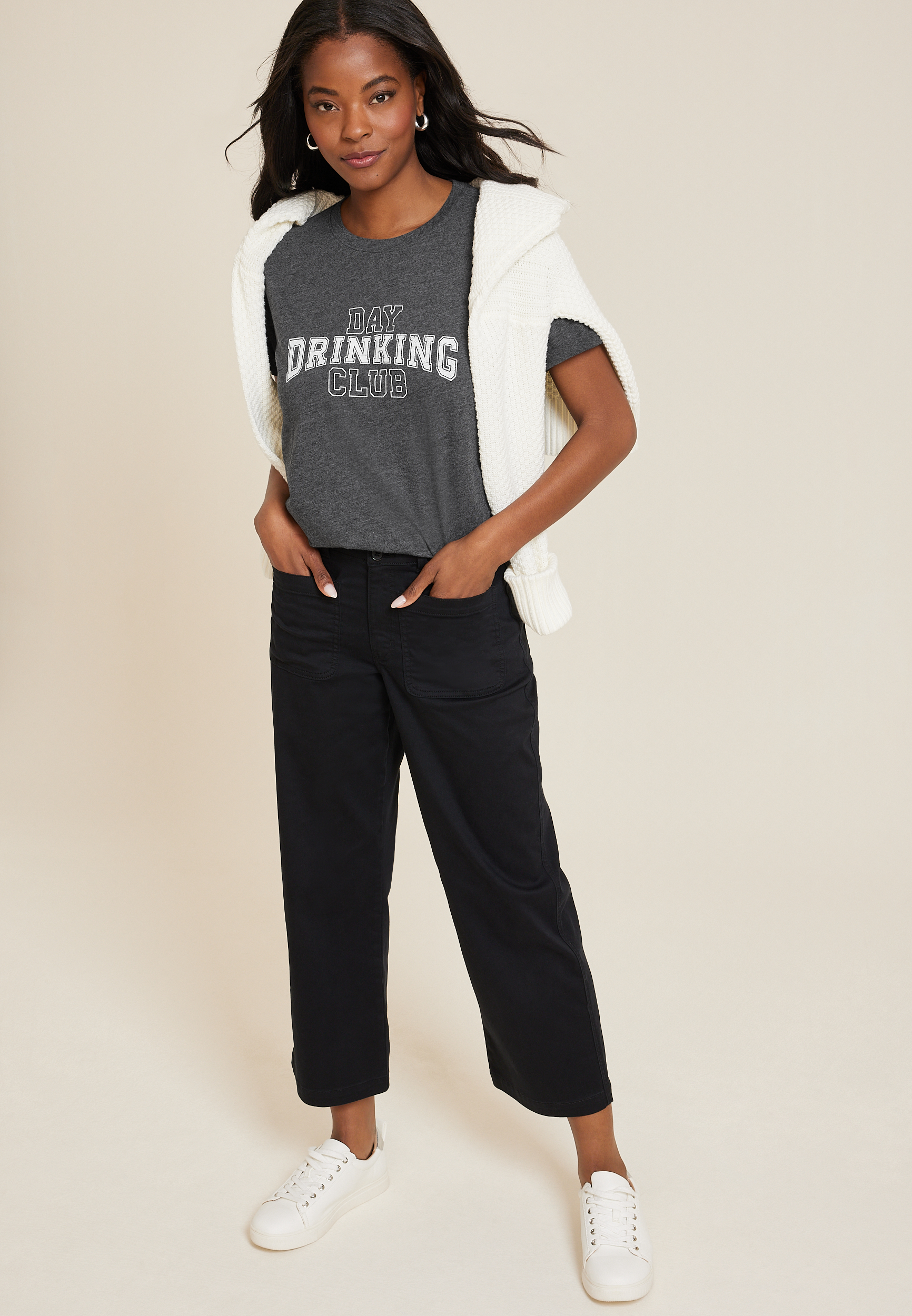 Day Drinking Club Relaxed Fit Graphic Tee, BLACK, large