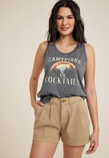 Campfires And Cocktails Classic Fit Graphic Tank, BLACK, small