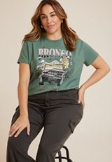 Plus Size Bronco Built Wild Oversized Fit Graphic Tee, C531, small