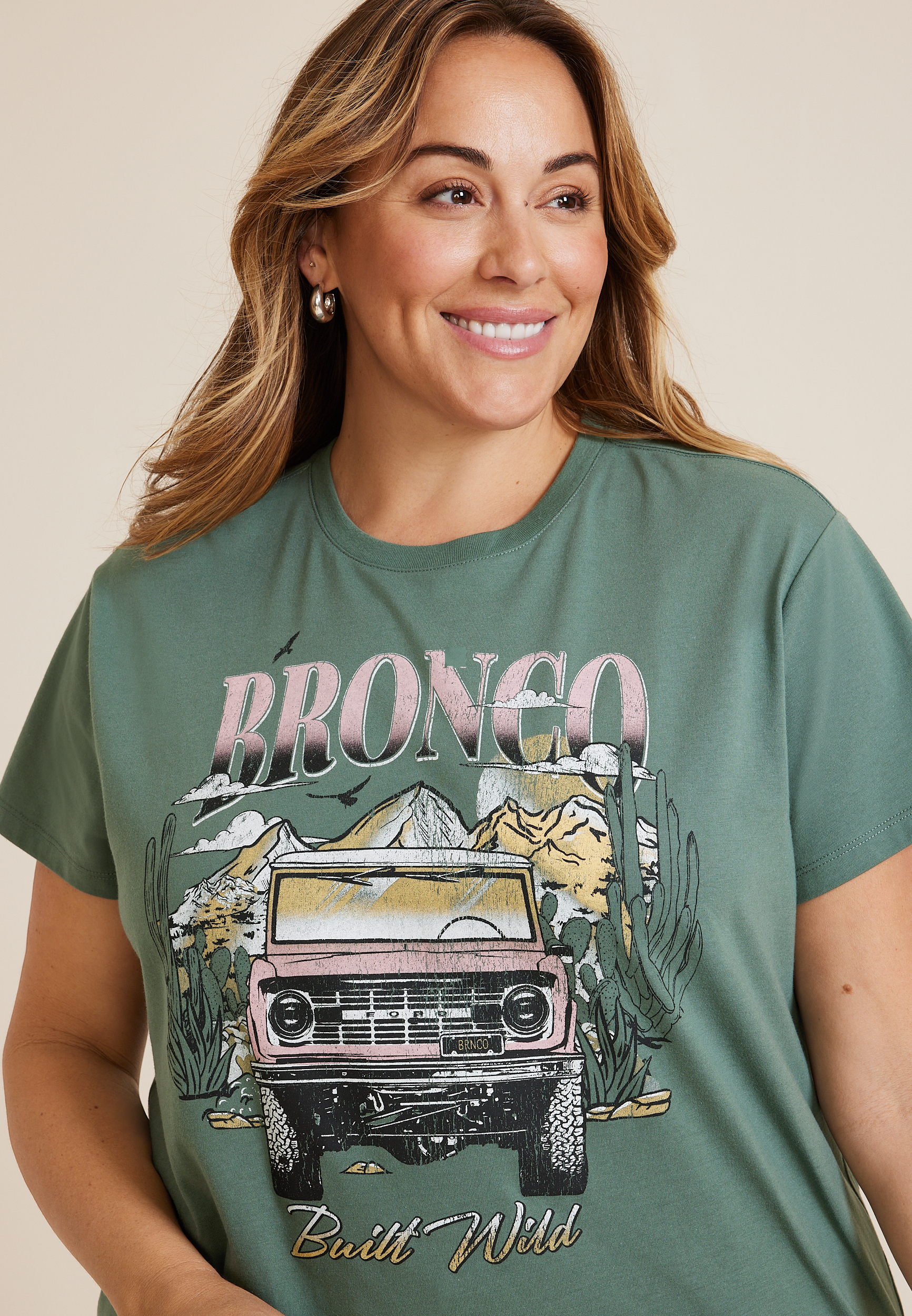 Plus Size Bronco Built Wild Oversized Fit Graphic Tee, C531, large