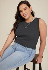 Plus Size Exposed Seam Tank Top, C1876, small