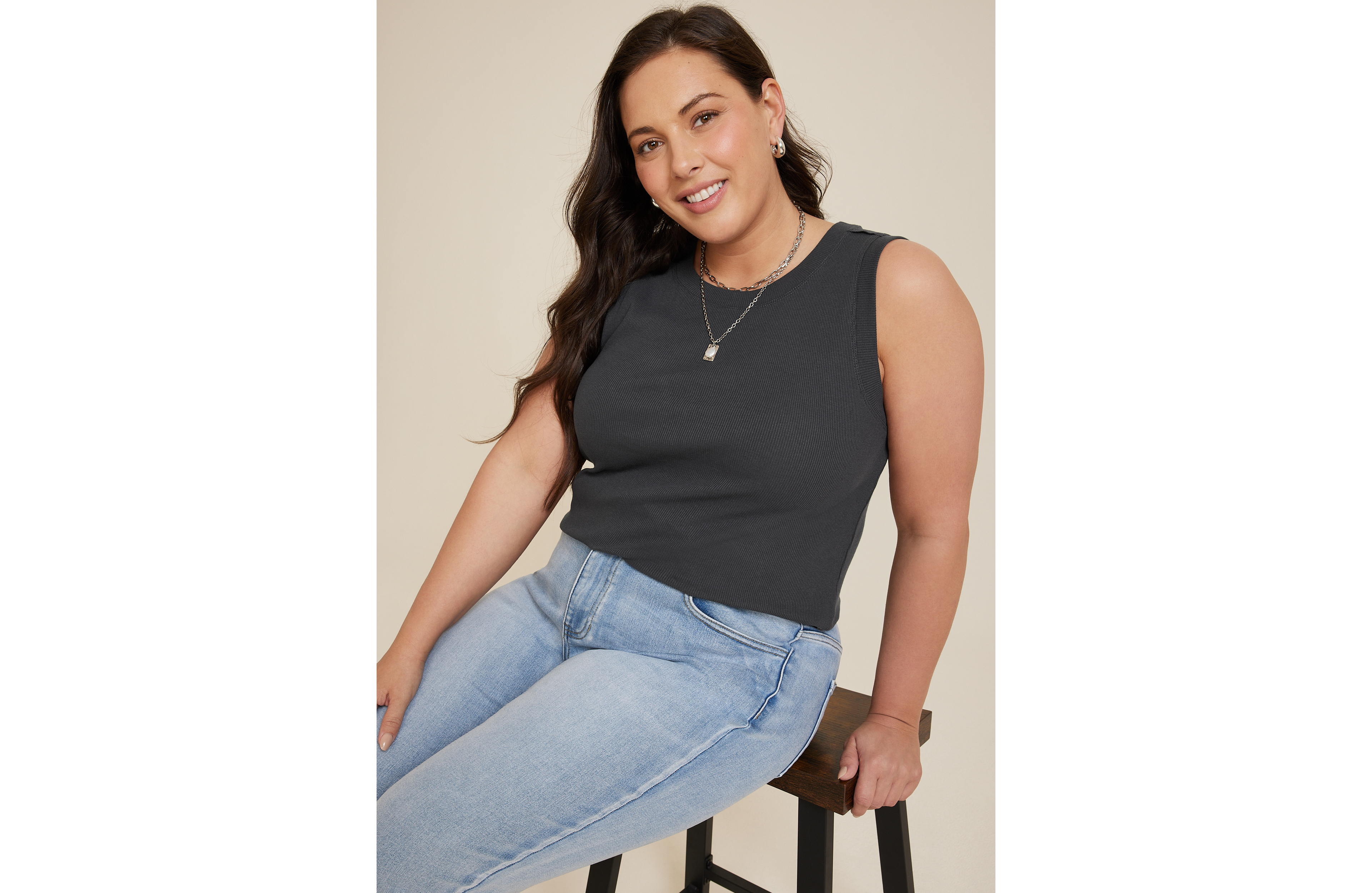 Plus Exposed Seam Tank Top