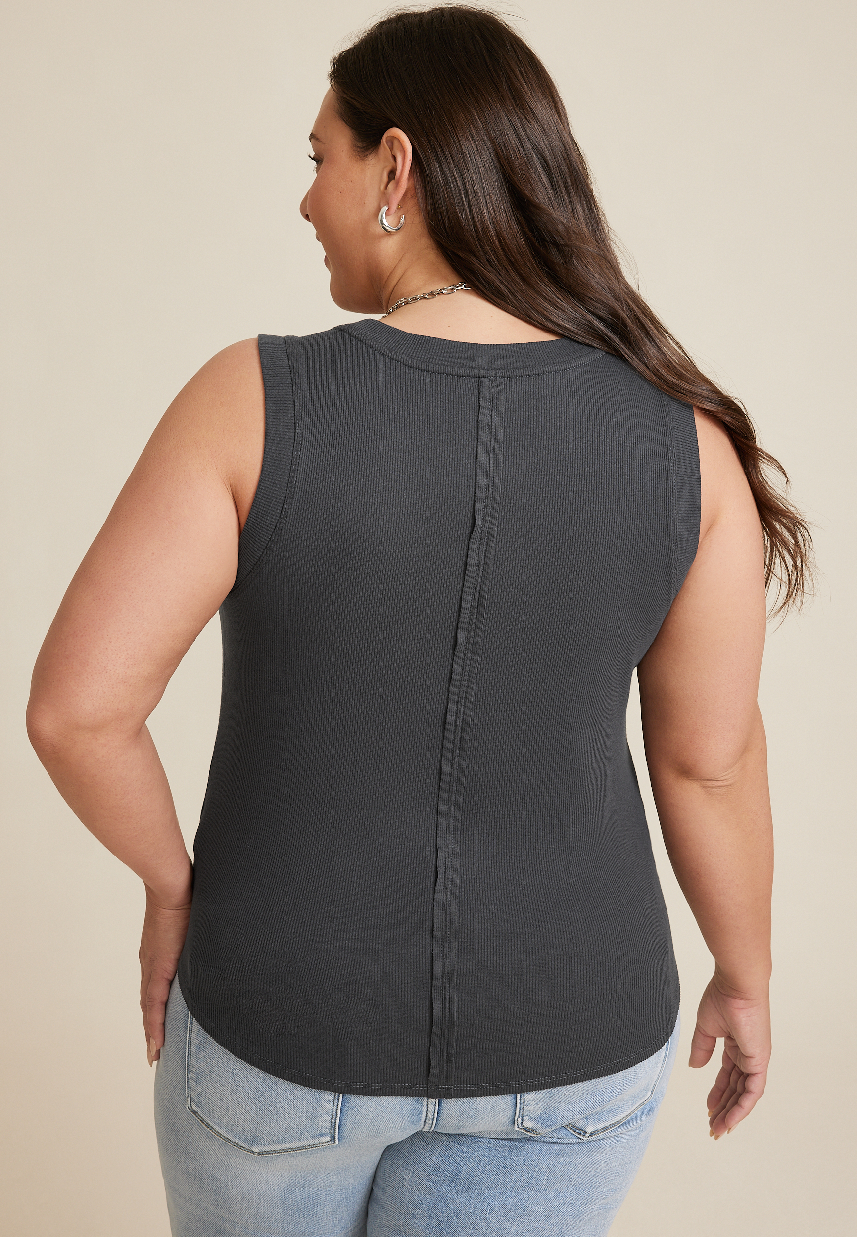 Plus Size Exposed Seam Tank Top, C1876, large