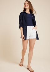 Goldie Blues&trade; Curvy White High Rise 3.5in Cheeky Short, WHITE, small