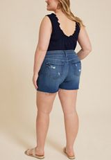Plus Size edgely&trade; Dark High Rise 5in Ripped Short, DARK SANDBLAST, small