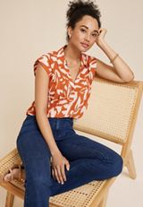 Ikat Button Down Blouse, C9700, small