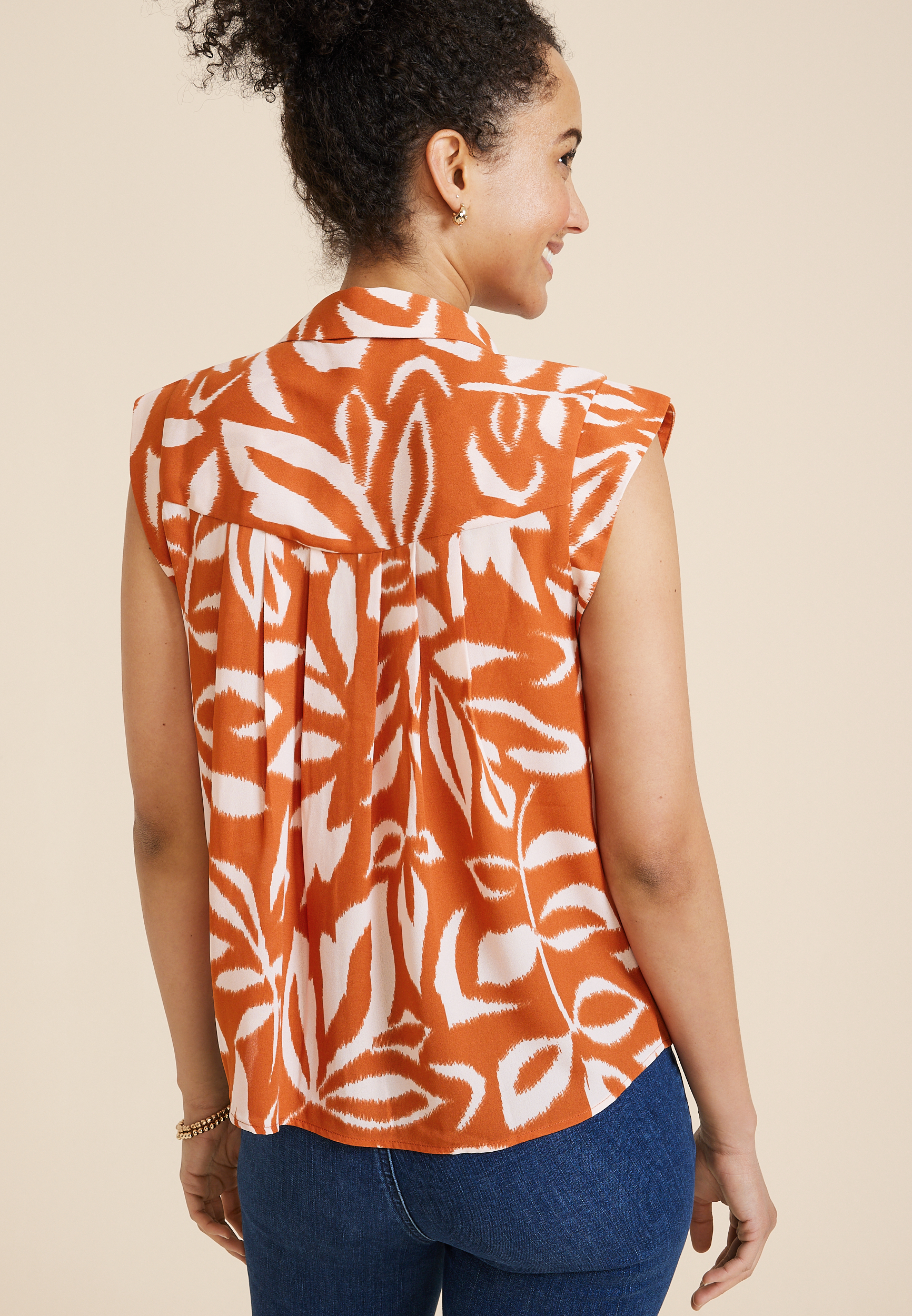 Ikat Button Down Blouse, C9700, large