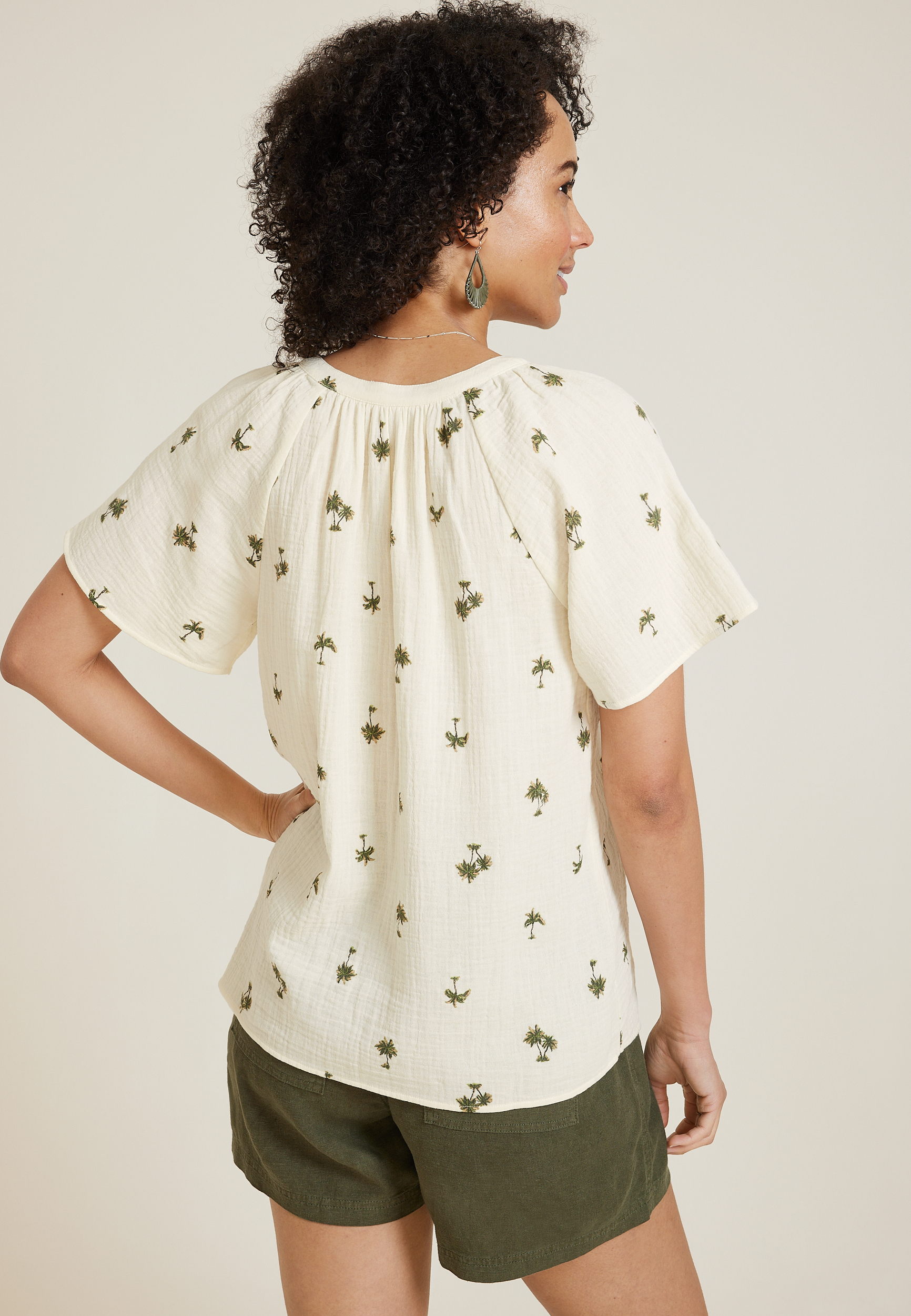 Double Cloth Flutter Sleeve Blouse