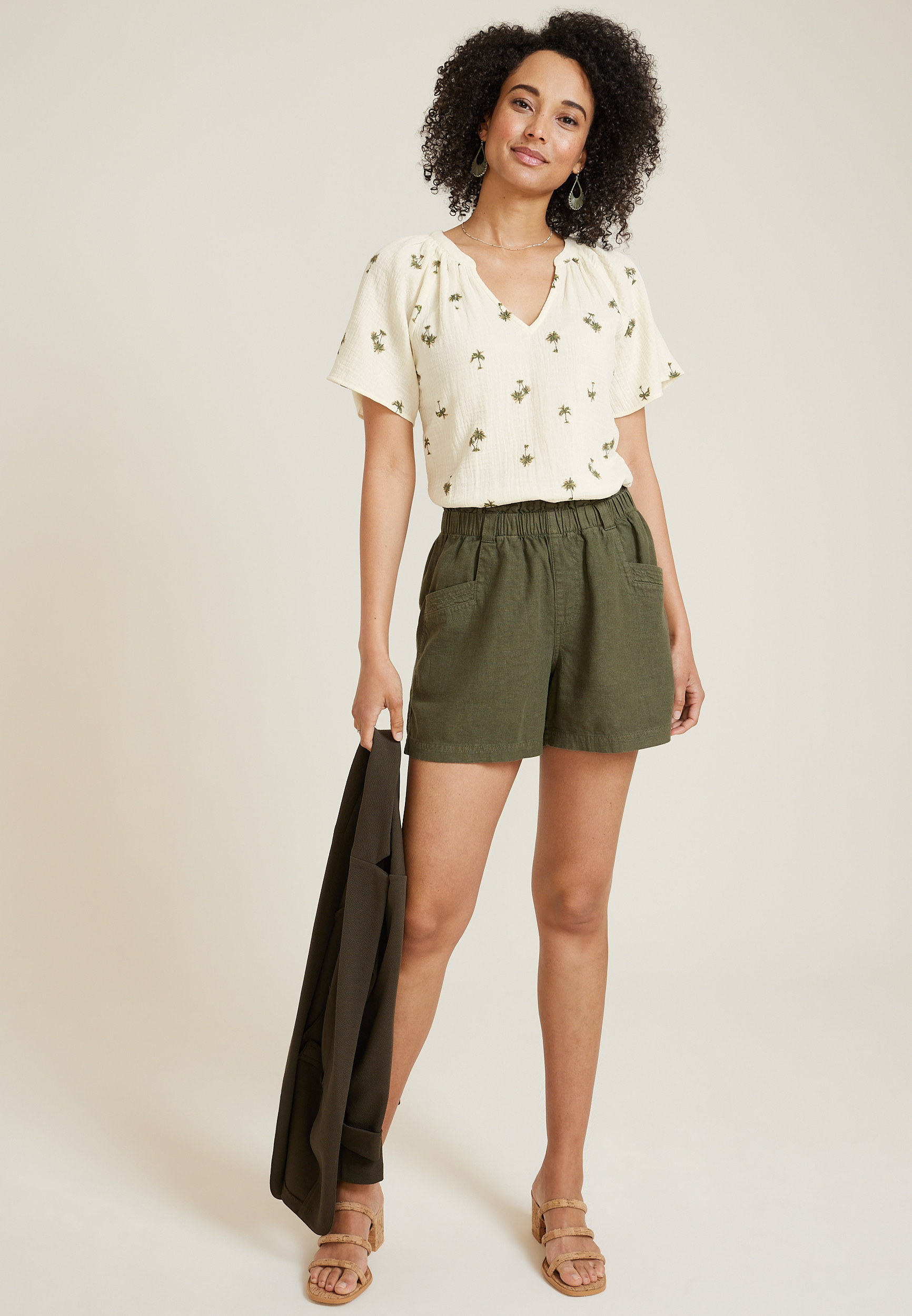 Double Cloth Flutter Sleeve Blouse
