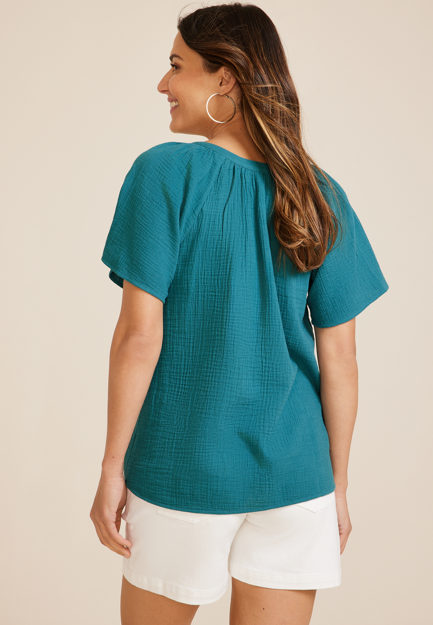 Double Cloth Flutter Sleeve Blouse, C9695, large