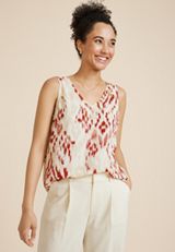 Ikat V Neck Tank Top, C6074, small