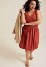 Plus Size Mixed Media Skater Dress, C9699, small