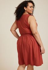 Plus Size Mixed Media Skater Dress, C9699, small