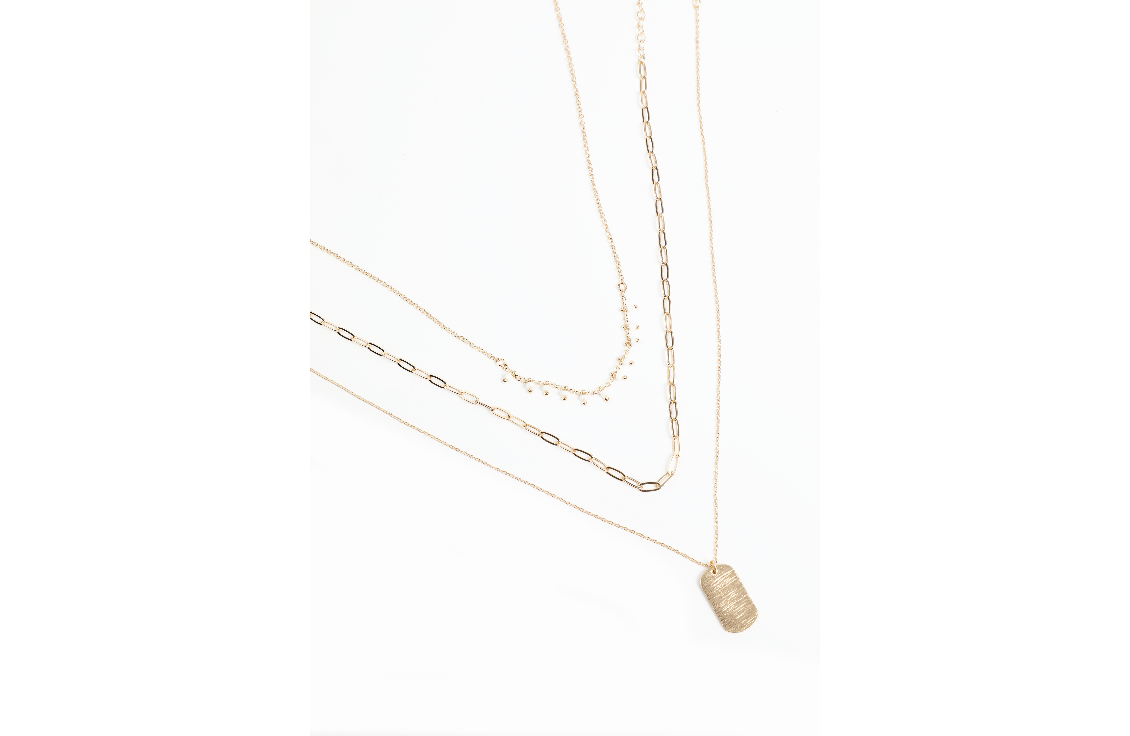 Gold Tag Pendant Layered Necklace