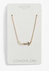 Gold Howdy Pendant Necklace, GOLD, small