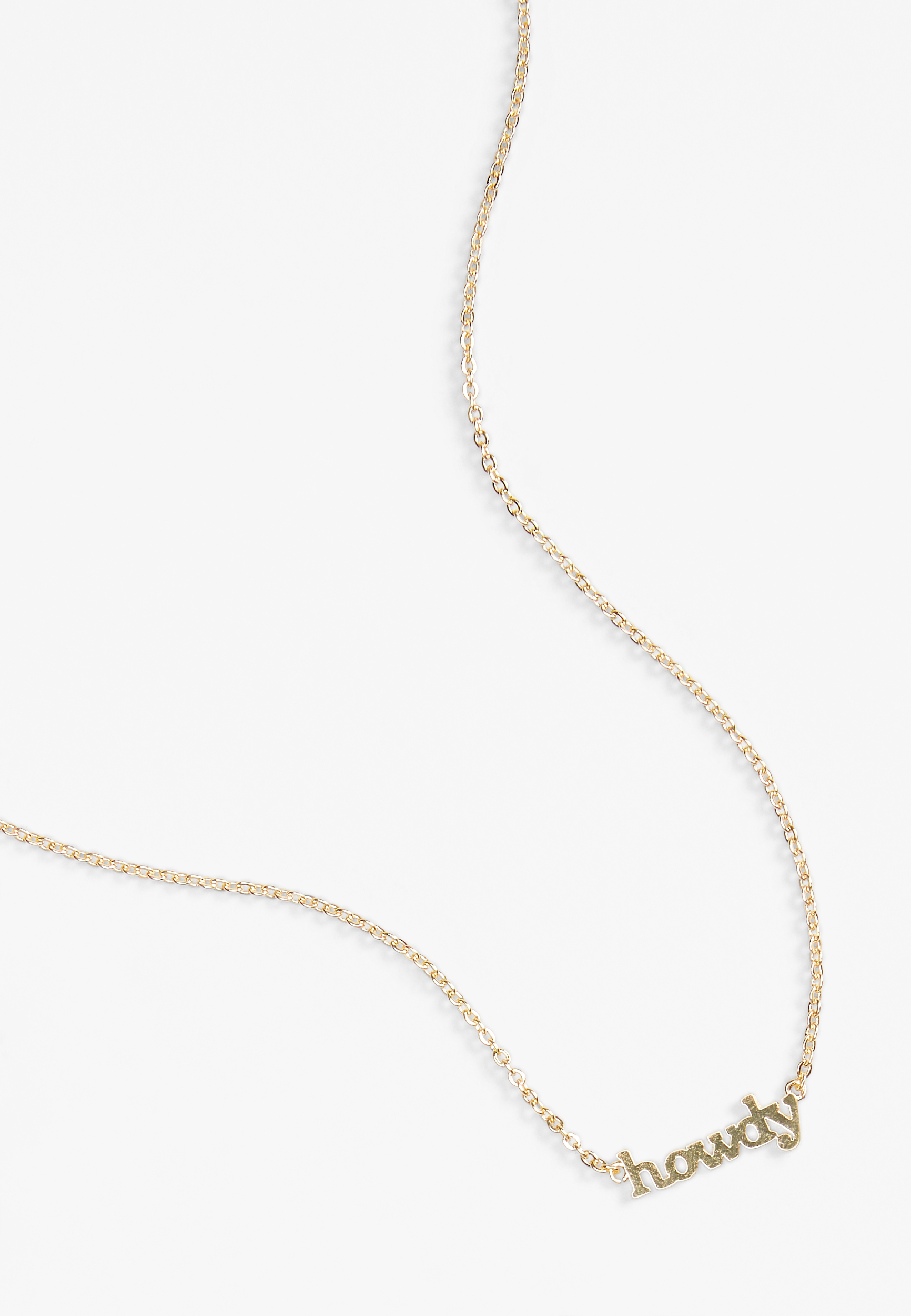 Gold Howdy Pendant Necklace, GOLD, large