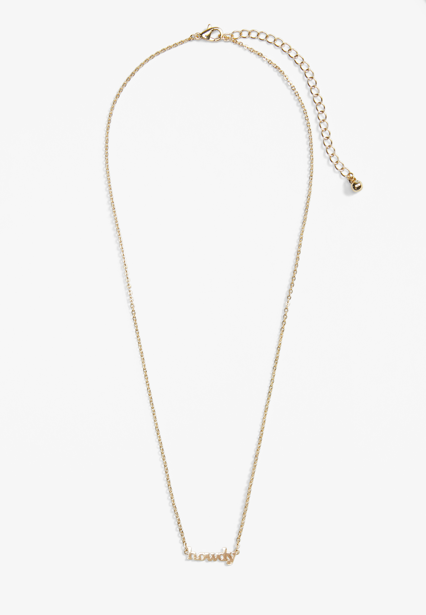 Gold Howdy Pendant Necklace, GOLD, large