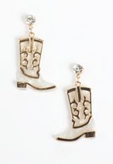 Cowgirl Boot Drop Earrings, WHITE, small
