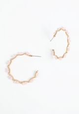 Blush  Beaded Hoop Earrings, BLUSH, small