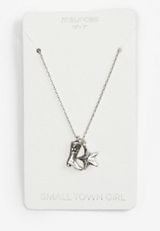 Silver Cowgirl Boot Charm Necklace, C431, small