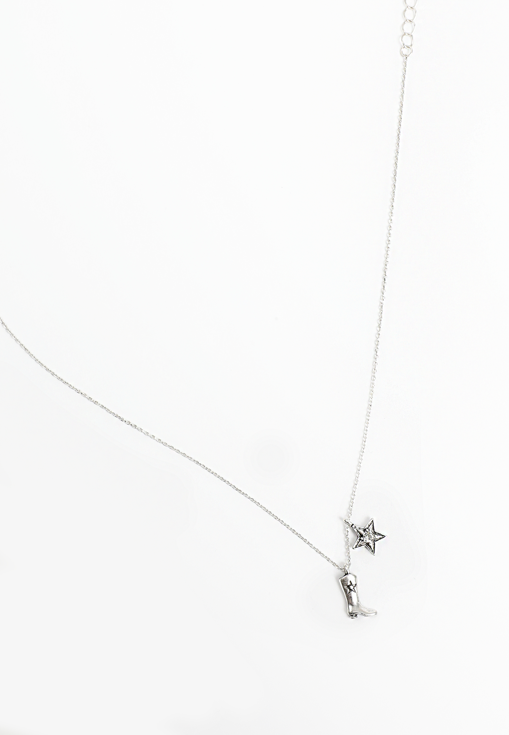 Silver Cowgirl Boot Charm Necklace, C431, large
