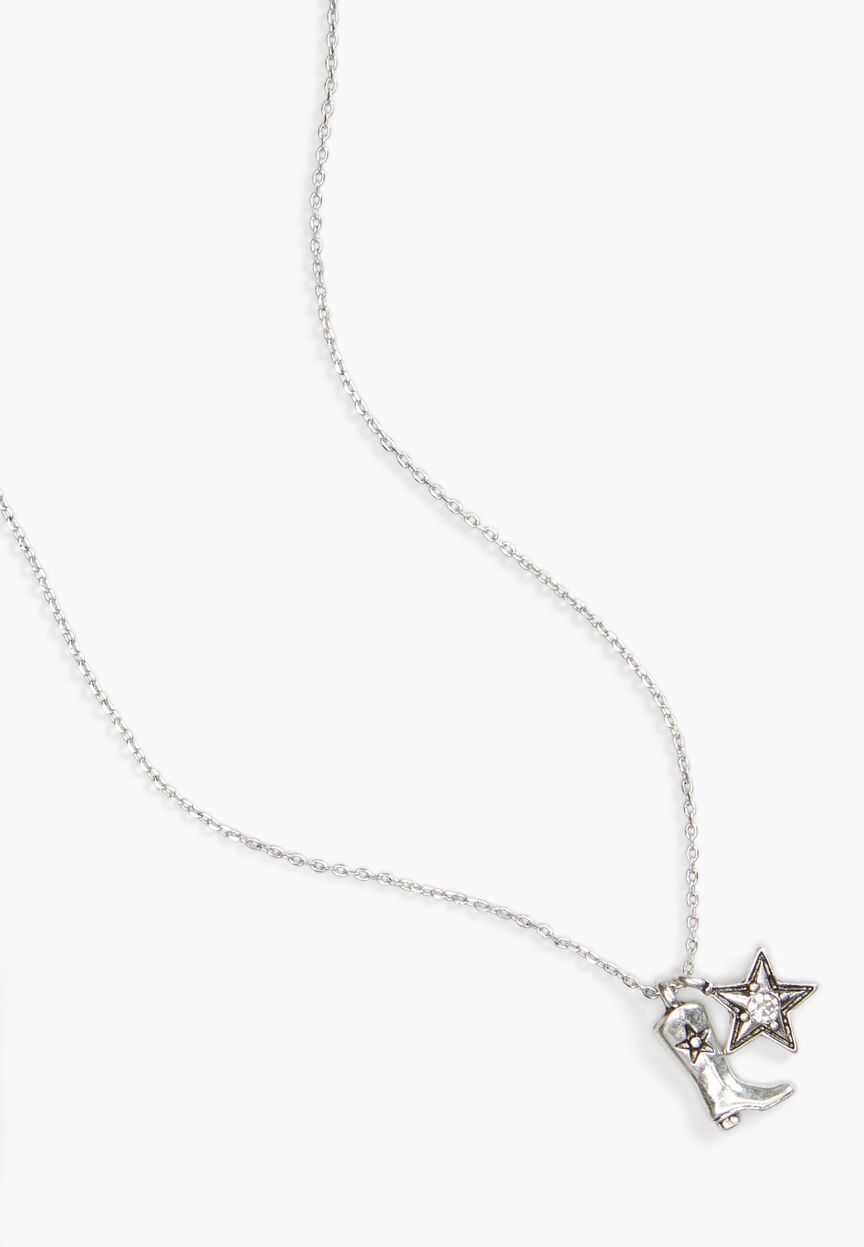 Silver Cowgirl Boot Charm Necklace, C431, large