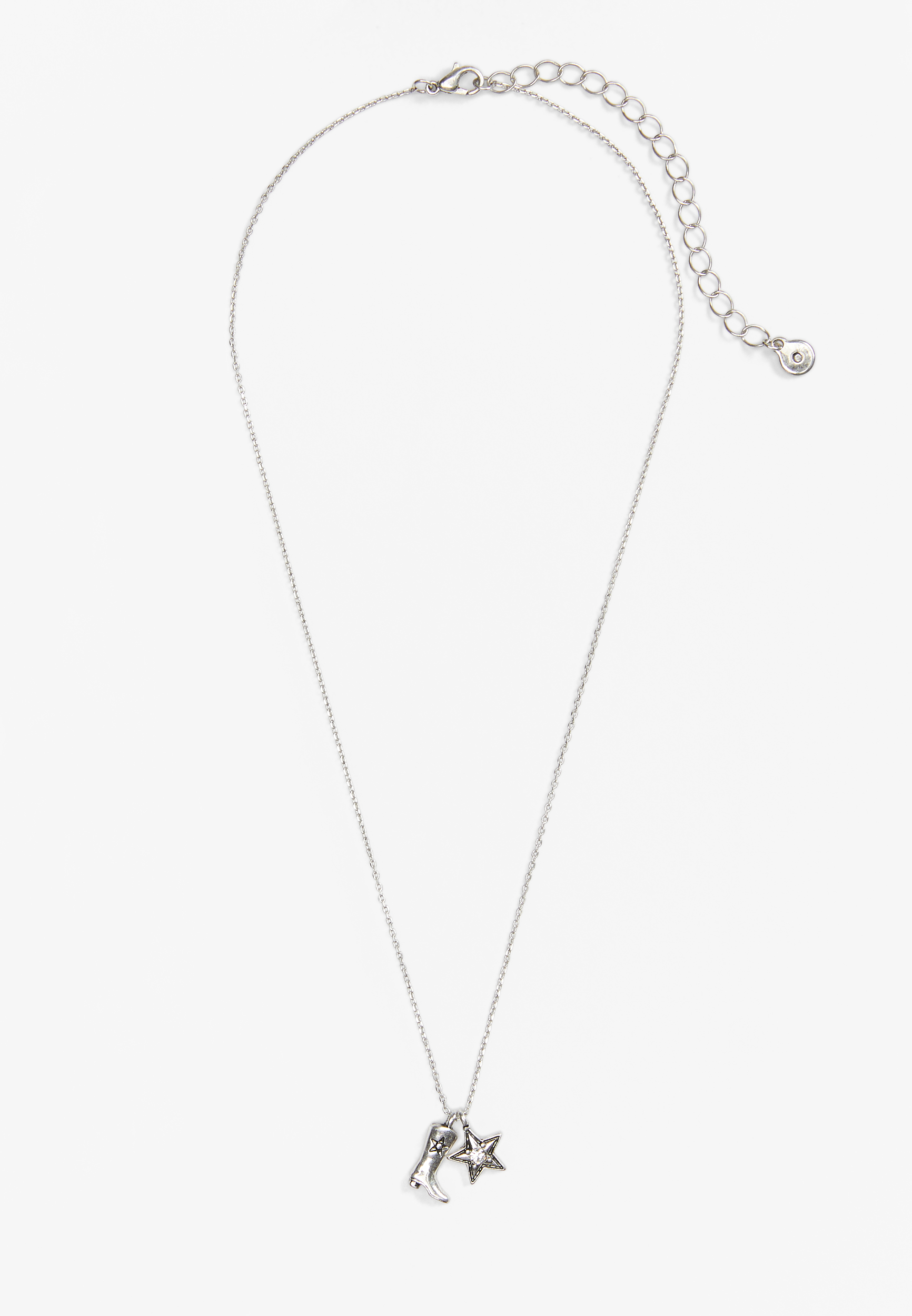 Silver Cowgirl Boot Charm Necklace, C431, large