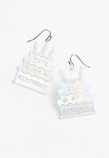 Its My Birthday Drop Earrings, WHITE, small
