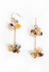Multicolor Resin Flower Drop Earrings, MULTI, small