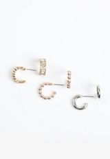 3 Pack Variety Huggie Hoop Earring Set, GOLD COMBO, small