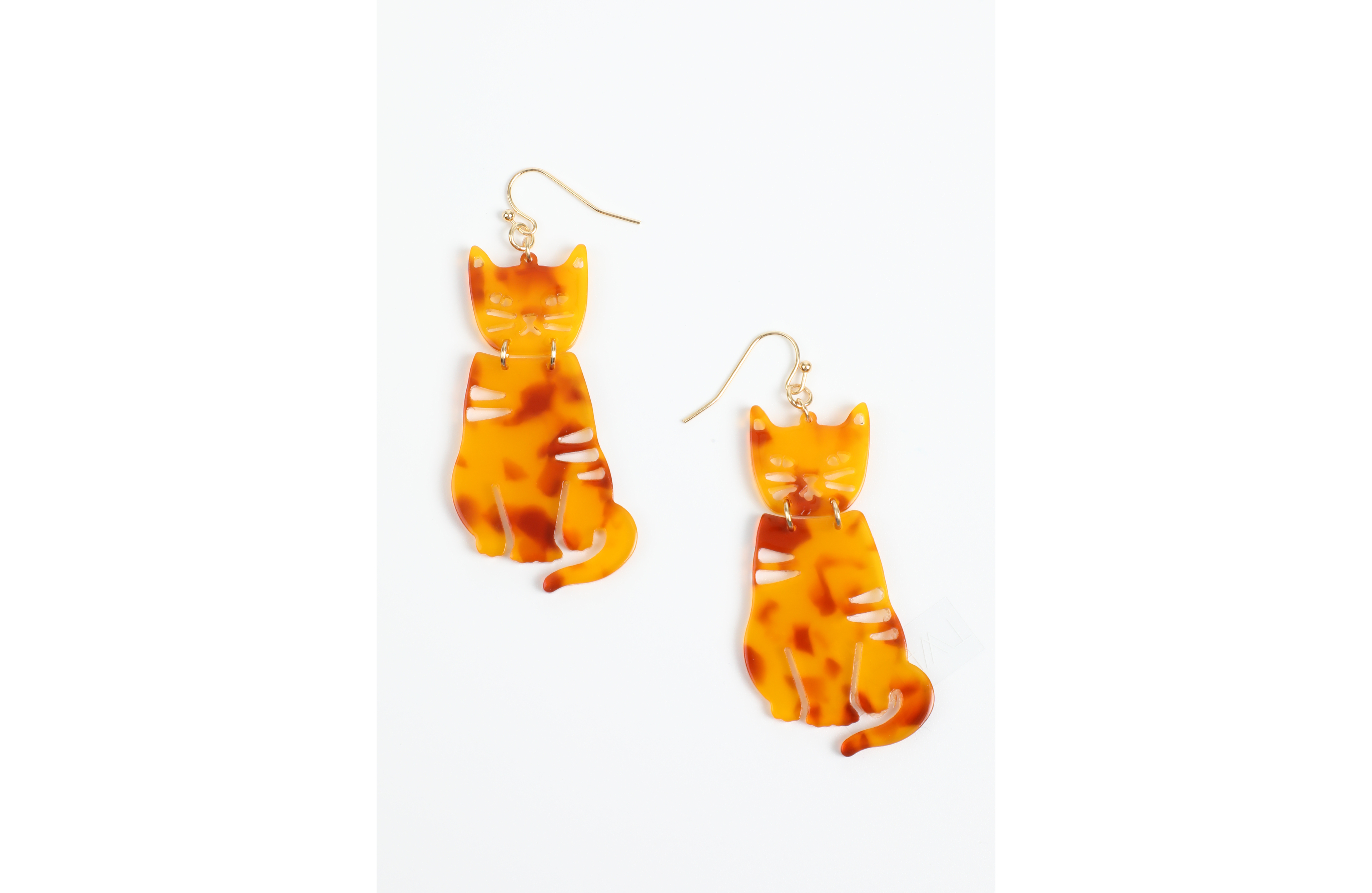 Tortoise Shell Cat Drop Earrings